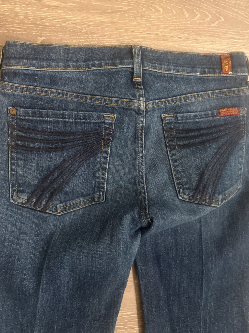 7 for all mankind y2k denim dojo flare jeans size 27 dark Wash - Picture 7 of 8